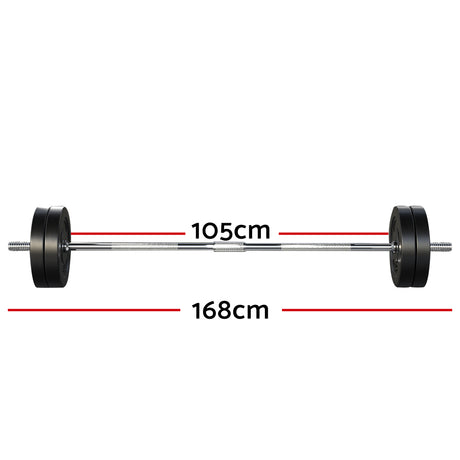 Everfit 48kg Barbell Set Weight Plates Bar Lifting Bench 168cm