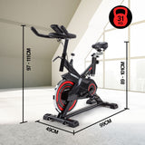 PROFLEX Commercial Spin Bike Flywheel Exercise Home Workout Gym - Red