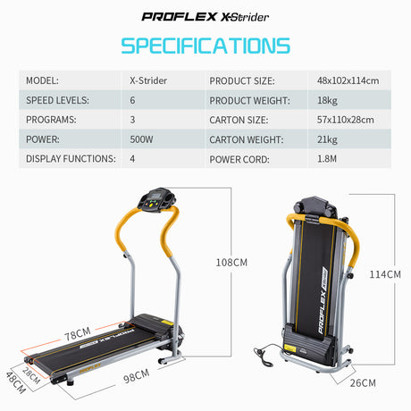 PROFLEX Mini Walking Treadmill Electric Power Exercise Machine Weight Loss Equipment