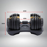 Powertrain  48KG Adjustable Dumbbell Set With Stand - Gold