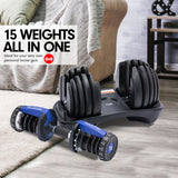 Powertrain 2x 24kg Adjustable Dumbbell Home Gym Set