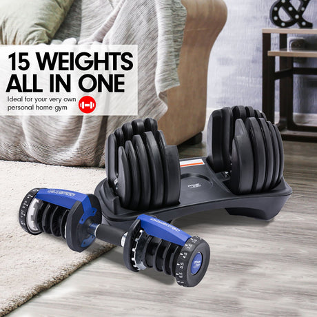 Powertrain 2x 24kg Adjustable Dumbbell Home Gym Set