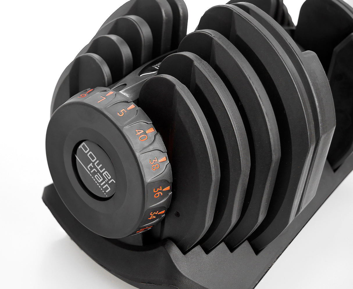 Powertrain 2x 40kg Powertrain Adjustable Dumbbells with Stand