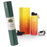 Jade Yoga Harmony Mat - Jade Green & Iron Flask Wide Mouth Bottle with Spout Lid, Fire, 32oz/950ml Bundle