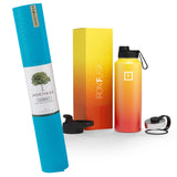 Jade Yoga Harmony Mat - Sky Blue & Iron Flask Wide Mouth Bottle with Spout Lid, Fire, 32oz/950ml Bundle