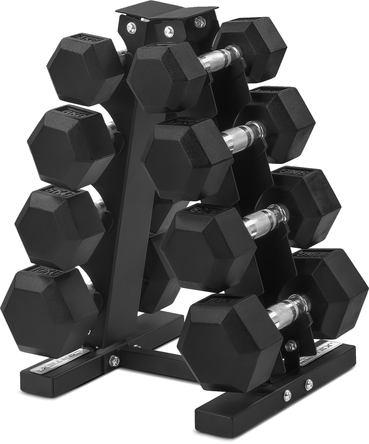 CORTEX Hex Dumbbell 56kg Set with Stand (4, 6, 8, 10kg Pairs)