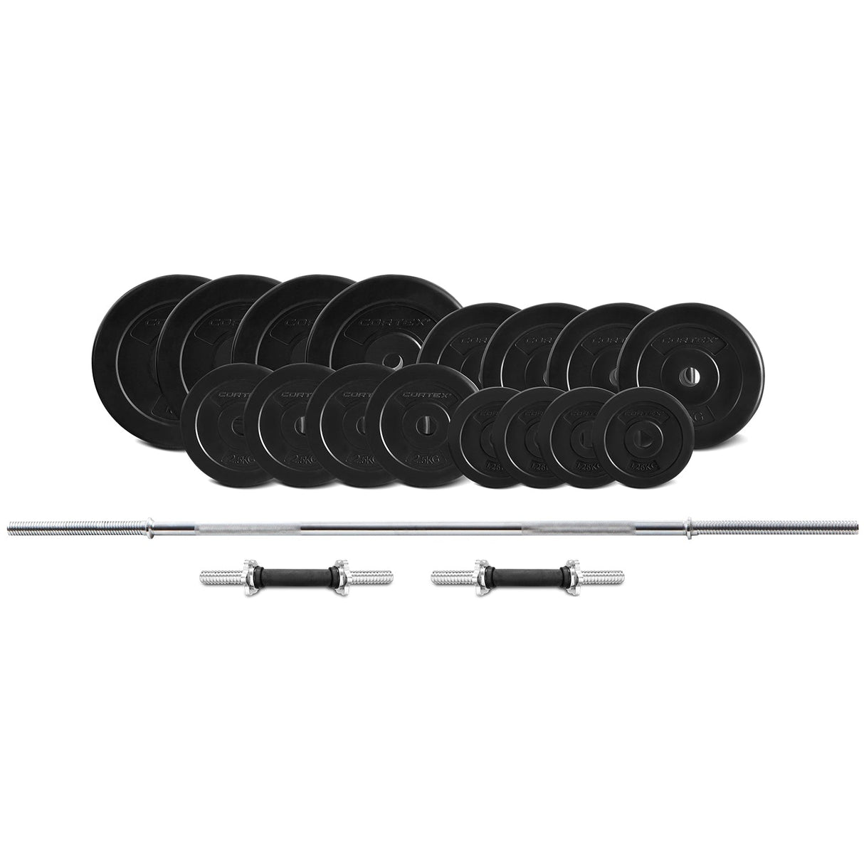 CORTEX 85kg EnduraShell Barbell & Dumbbell Weight Set