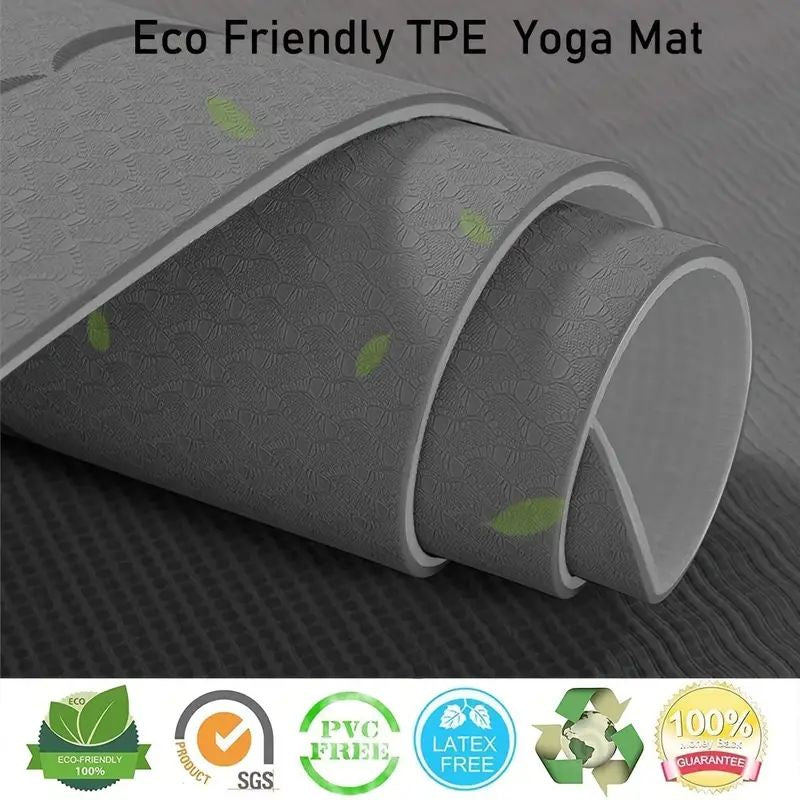 Sport TPE Yoga Mat Exercise Workout Mats Fitness Mat for Home Gym Grey 6mm