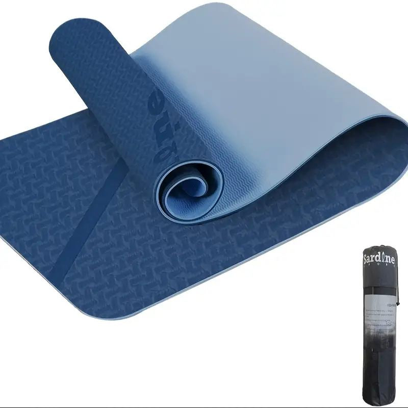 Sport TPE Yoga Mat Exercise Workout Mats Fitness Mat for Home Gym Blue 8mm